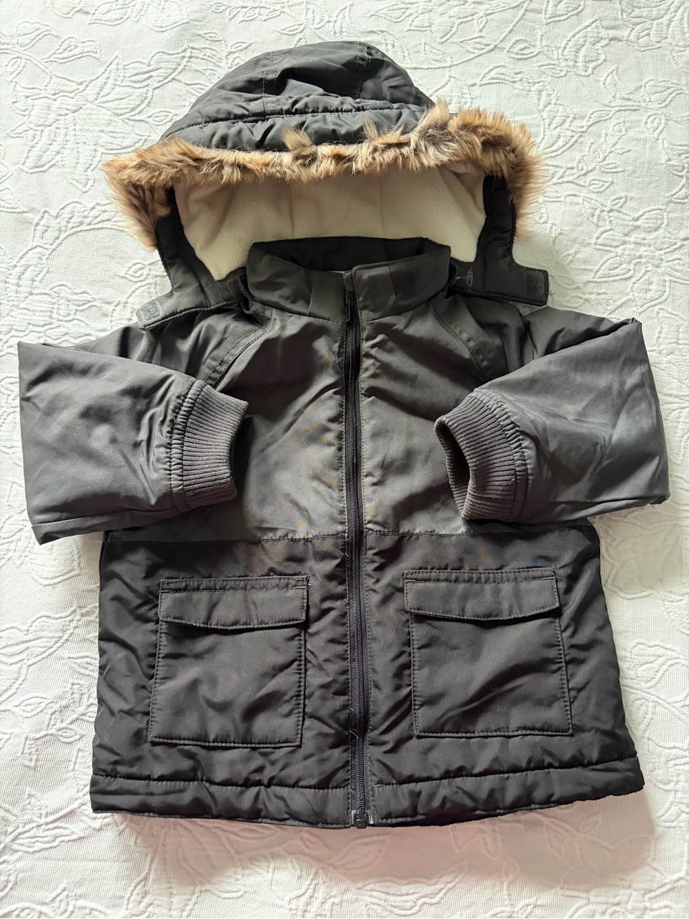 H&M 2T Kids Hooded Winter Jacket - Gray black
